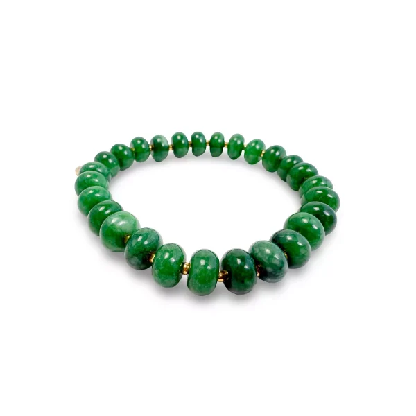 Green Jade Rondelle Gemstone Beaded Bracelet